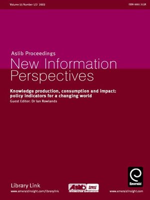 cover image of Aslib Proceedings: New Information Perspectives, Volume 55, Issue 1 & 2